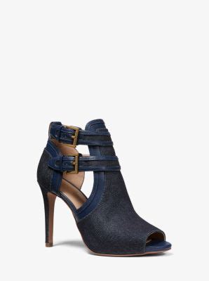 michael kors blaze denim and leather open-toe bootie|MICHAEL Michael Kors Blaze Open Toe Bootie Reviews.